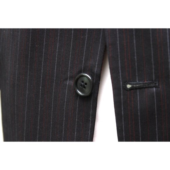 Hart Schaffner‎ 2pc Suit Blazer Jacket 44R Pants 38Wx29L Black Striped E02107 - Picture 6 of 16